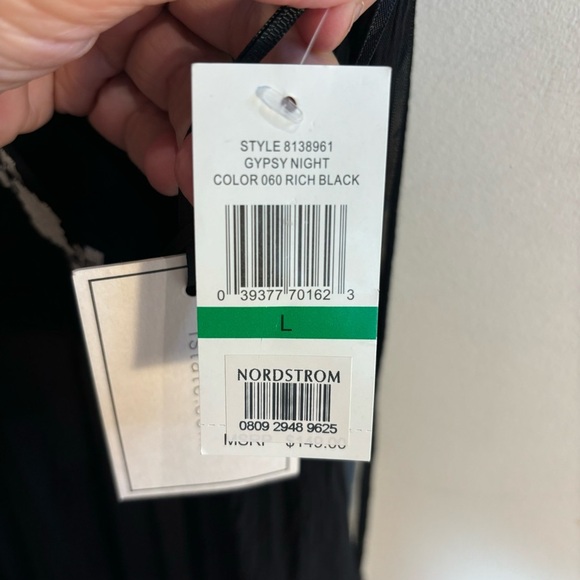 1 STATE Sz L Jumpsuit 100% Rayon Slub Embroidery Gipsy Night Rich Black NEW - Picture 6 of 12